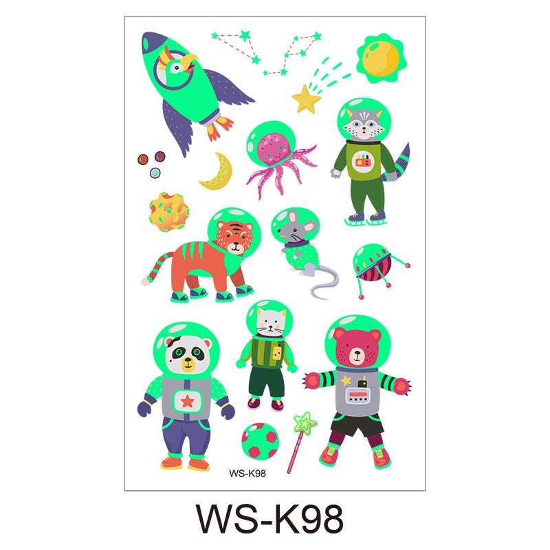 Im Dunkeln leuchtendes Cartoon-Tattoo für Kinder mit fluoreszierendem, grünem, wasserfestem Bonusaufkleber von Joom DACH