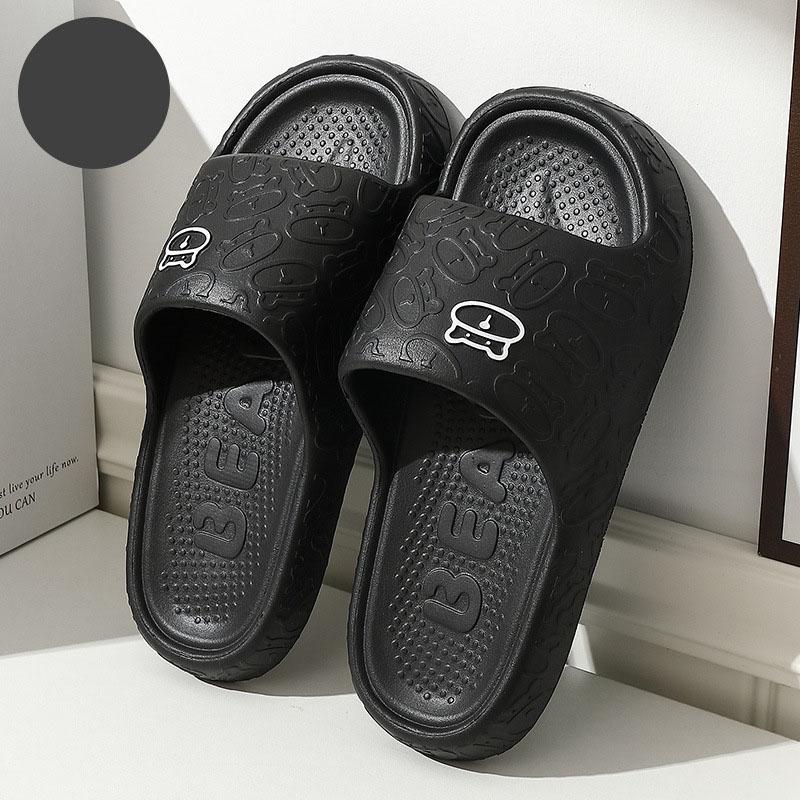 Im Freien Sommer Frauen Männer Flache Dicke Plattform Hausschuhe Rutschfeste Cartoon Hause Bad Sandalen Strand Rutschen Paare Damen Schuhe 40-41 schwarz von Joom DACH