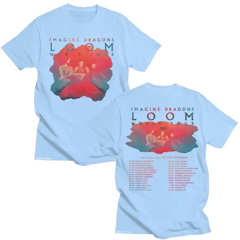 Imagine Dragons Band Loom Tour 2025 Neue T-Shirts Männer Frauen Mode Hip Hop Retro T-Shirt Baumwolle Kurzarm T-Shirts Ästhetische Tops M von Joom DACH