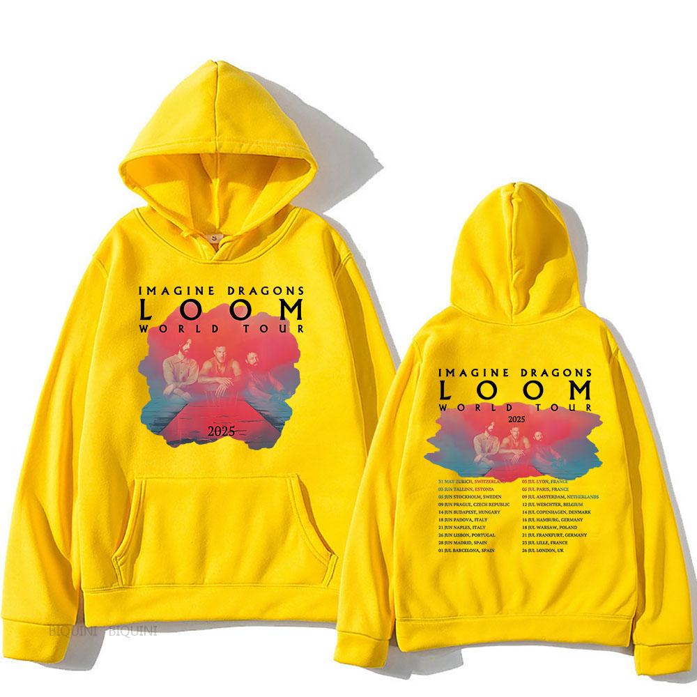 Imagine Dragons Loom Tour 2025 Hoodies Herren Band Hip Hop Unisex Streetwear Fleece Bequeme weiche Sweatshirts L gelb von Joom DACH