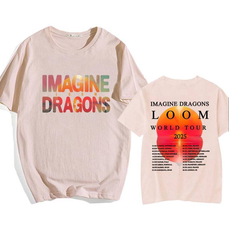 Imagine Dragons Loom Tour 2025 T-Shirt Kurzarm Baumwolle Herren/Damen T-Shirts Hochwertige weiche Unisex Streetwear Hip Hop Mode M von Joom DACH