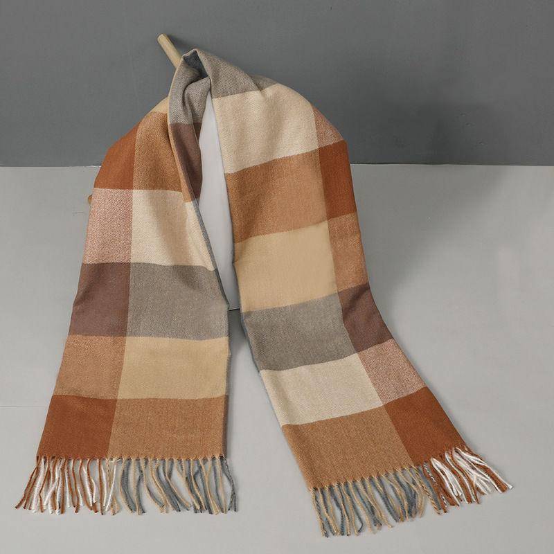 Imitation Kaschmir Plaid Winter Schal Frauen Winter Modelle Allgleiches Dicke Wärme Quaste Schal Dual-use-Schal Weichen Stoff 1PC von Joom DACH