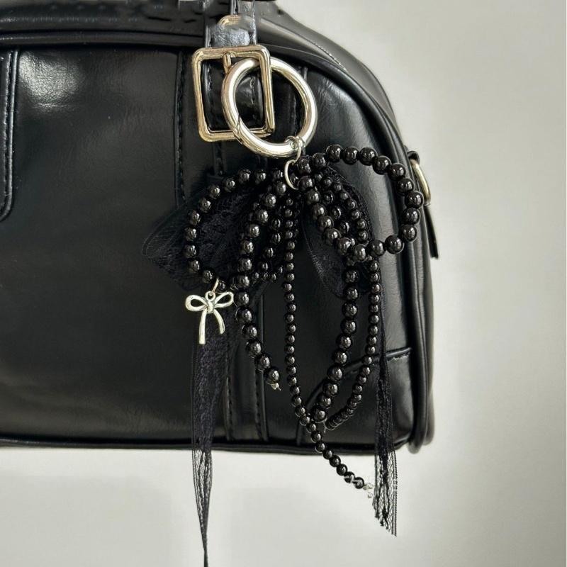 Imitationsperlen Spitze Schleife Schlüsselanhänger Süßer Perlenanhänger Schlüsselring für Damen Handtaschen- und Rucksackschlüsselanhänger Exquisites Ornament schwarz von Joom DACH
