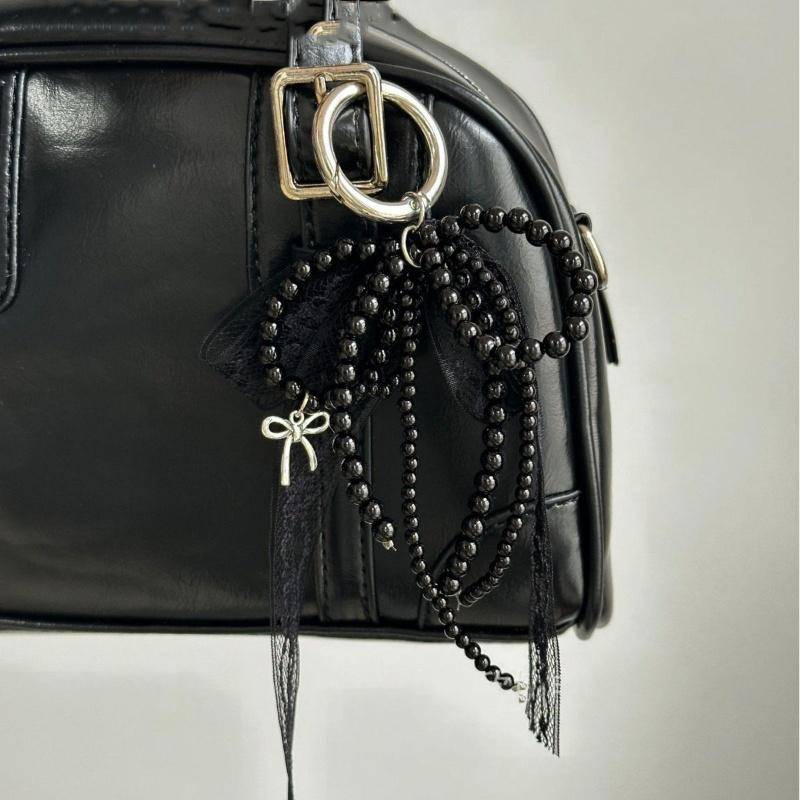 Imitationsperlen Spitze Schleife Schlüsselanhänger Süßer Perlenanhänger Schlüsselring für Damen Handtaschen- und Rucksackschlüsselanhänger Exquisites Ornament schwarz von Joom DACH