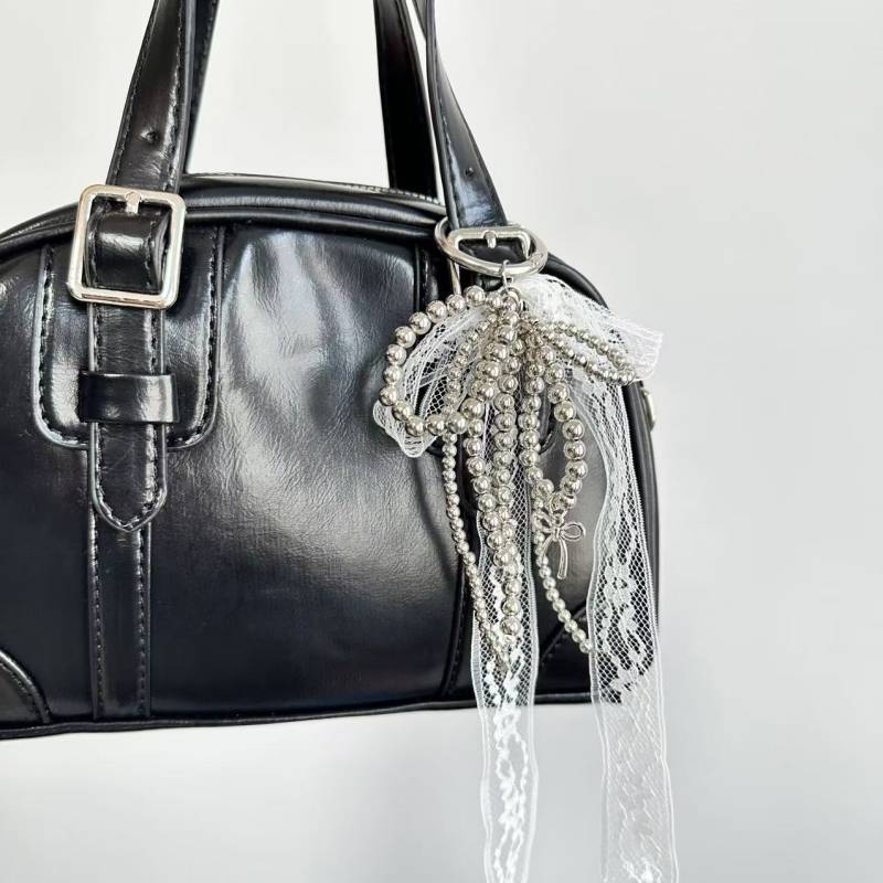 Imitationsperlen Spitze Schleife Schlüsselanhänger Süßer Perlenanhänger Schlüsselring für Damen Handtaschen- und Rucksackschlüsselanhänger Exquisites Ornament silber von Joom DACH