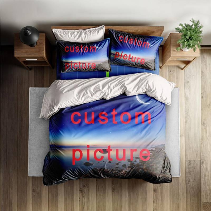Individuelles Bettwäsche-Set Personalisieren Sie Ihr Foto nach Belieben Kreieren Sie Ihren eigenen Bettwäsche-Stil 150x200cm von Joom DACH