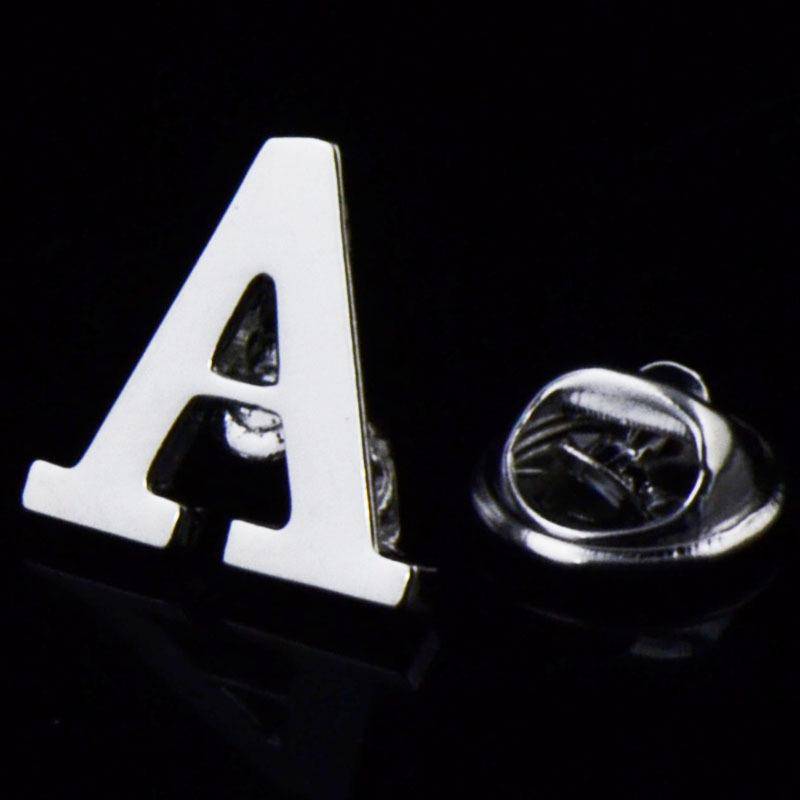 Initiale A bis Z 26 Buchstaben Pin Silber Farbe Mode Englisch Symbol Design Herren Anzug Kragen Revers Brosche Pin Party Schmuck von Joom DACH
