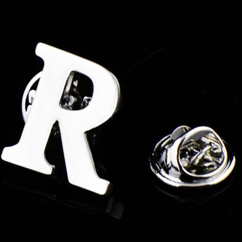 Initiale A bis Z 26 Buchstaben Pin Silber Farbe Mode Englisch Symbol Design Herren Anzug Kragen Revers Brosche Pin Party Schmuck von Joom DACH