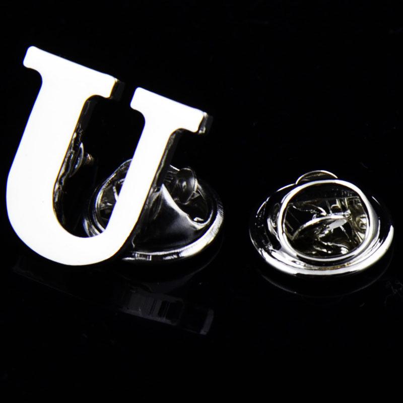 Initiale A bis Z 26 Buchstaben Pin Silber Farbe Mode Englisch Symbol Design Herren Anzug Kragen Revers Brosche Pin Party Schmuck von Joom DACH