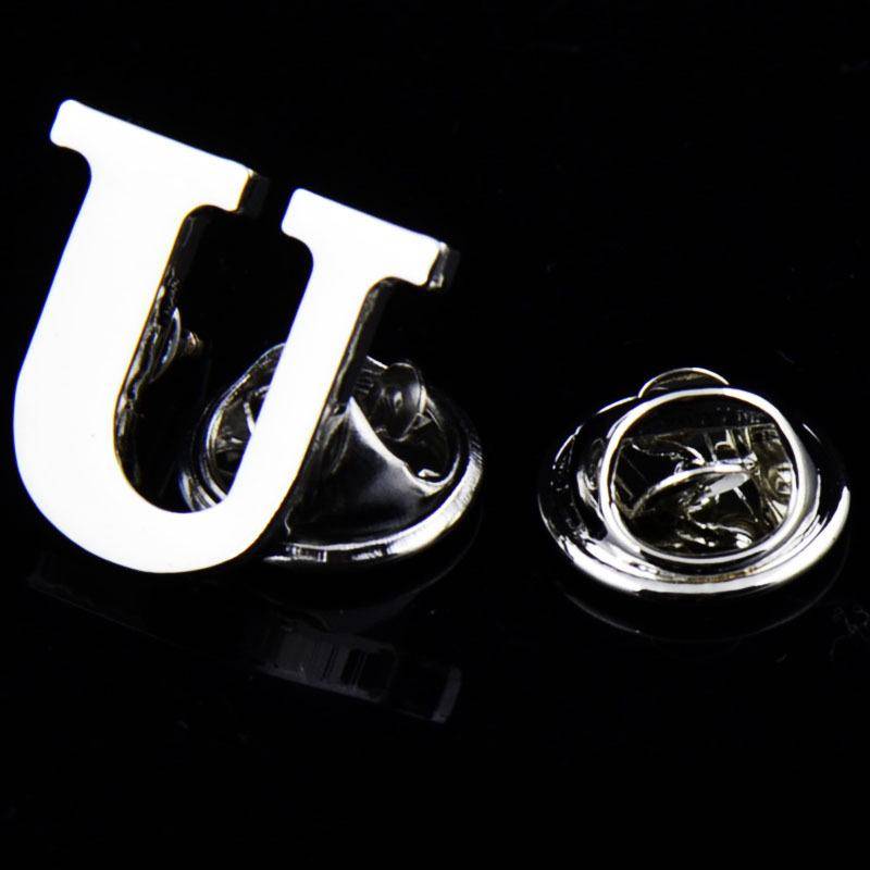 Initiale A bis Z 26 Buchstaben Pin Silber Farbe Mode Englisch Symbol Design Herren Anzug Kragen Revers Brosche Pin Party Schmuck von Joom DACH