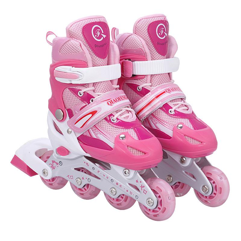 Inlineskates Erwachsene Verstellbar PVC Kinder-Skates Speedskating Inlineskates Rutschfest M (size 33-37) rosa von Joom DACH