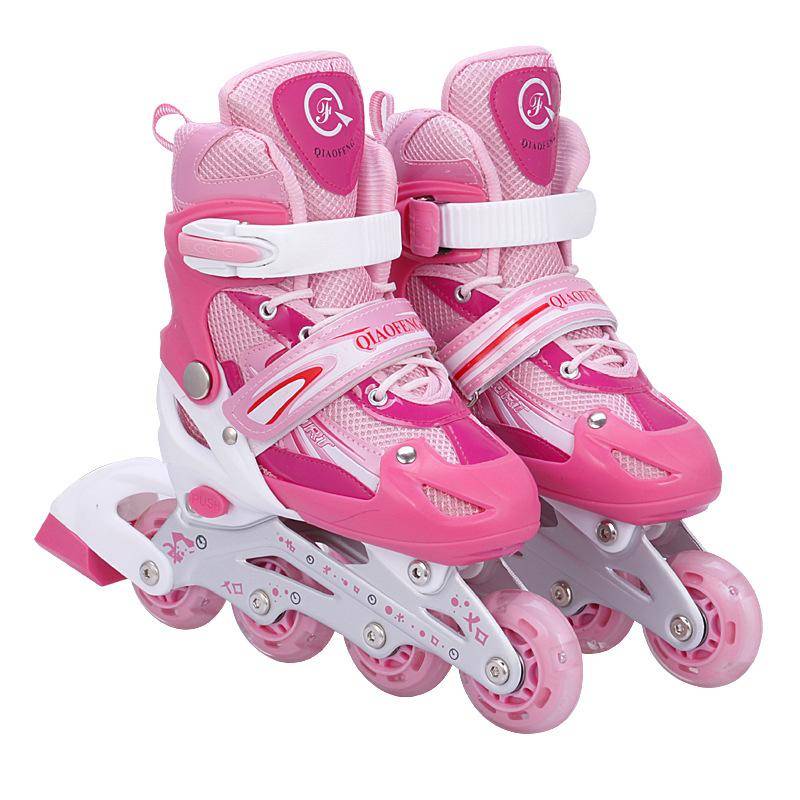 Inlineskates Erwachsene Verstellbar PVC Kinder-Skates Speedskating Inlineskates Rutschfest M (size 33-37) rosa von Joom DACH