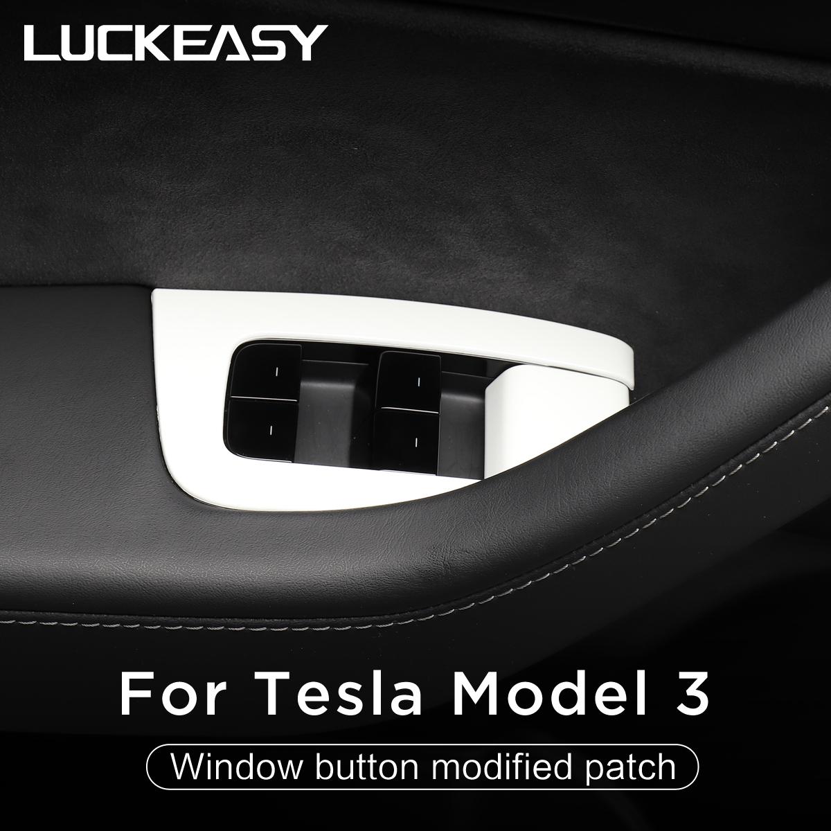 Innenausstattung Autozubehör für Tesla Model 3 Model Y 2017-2020 ABS Autotürschloss Fensterheber-Taste Dekorativer Patch M3-DE21LWHITE von Joom DACH
