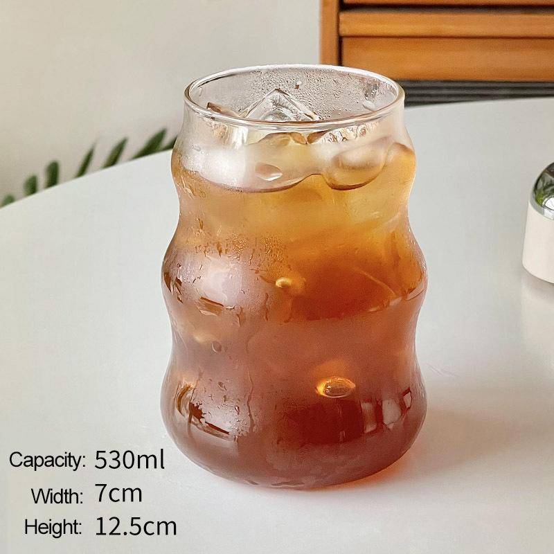 Ins Glasbecher Hitzebeständiger Becher Trinkgeschirr Transparenter Teesaft Milch Kaffeebecher Home Wassergläser Streifenbecher 410/650/530ml 530ml B von Joom DACH