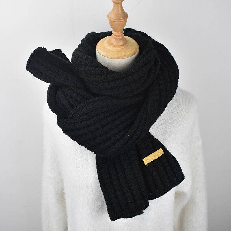 Ins Harajuku-Stil grober Woll-Strickschal für Damen, Winter, koreanische Version der wilden Wärme, japanische Studenten, einfarbiger Schal-Trend 180cm von Joom DACH
