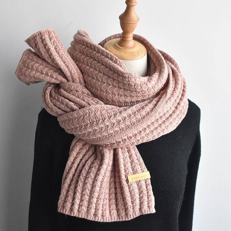 Ins Harajuku-Stil grober Woll-Strickschal für Damen, Winter, koreanische Version der wilden Wärme, japanische Studenten, einfarbiger Schal-Trend 180cm von Joom DACH