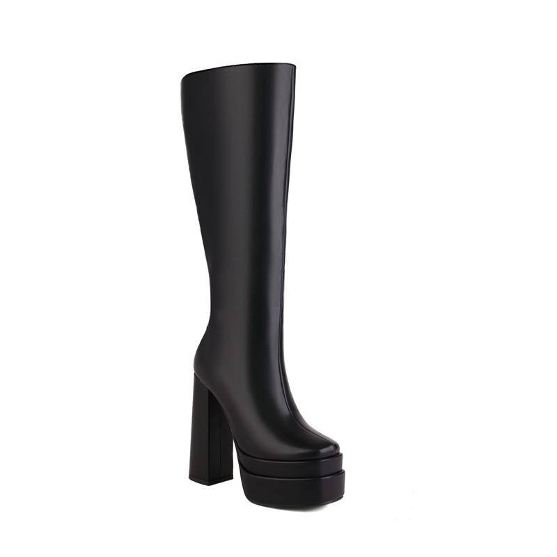 Ins Marke Damen Punk Style Herbst Winter Ultra High Heels Klobige Party Schuhe Damen Dicke Plateau Lange Kniehohe Stiefel 34-43 10 von Joom DACH