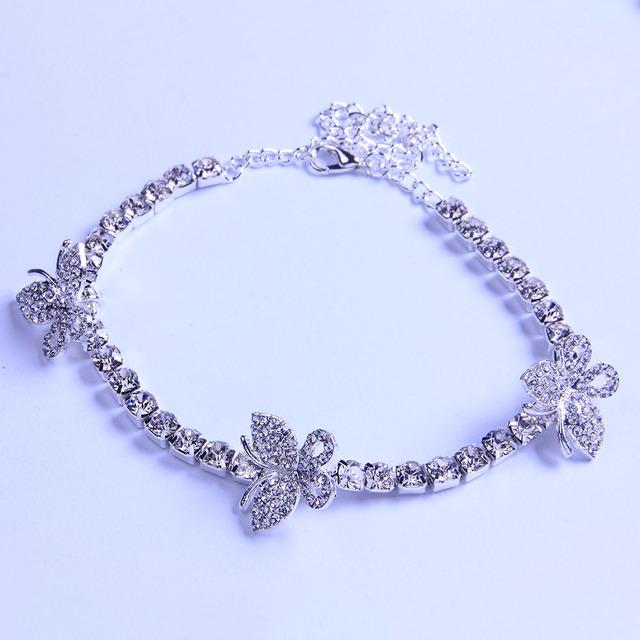 Ins Nette Schmetterling Strass Tennis Kette Fußkettchen Armband Für Frauen Hip Hop Schmuck Barfuß Sandalen Fuß Kette Fußkettchen Strand 21cm von Joom DACH
