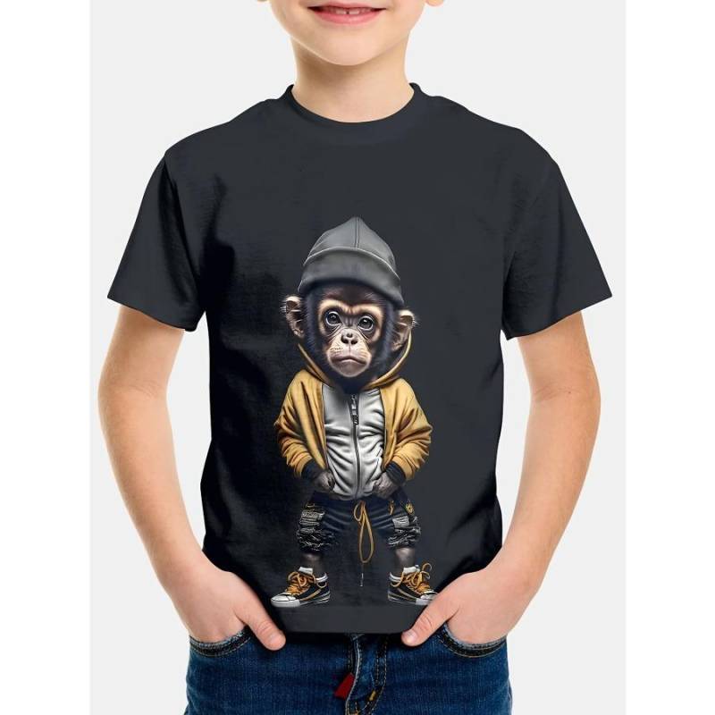 Interessantes 3D-Tier-Druck-T-Shirt für Jungen und Mädchen, kreatives T-Shirt, lässig, kurzärmelig, Tops, T-Shirt für Jungen und Mädchen, Sommerkleidung 120 von Joom DACH