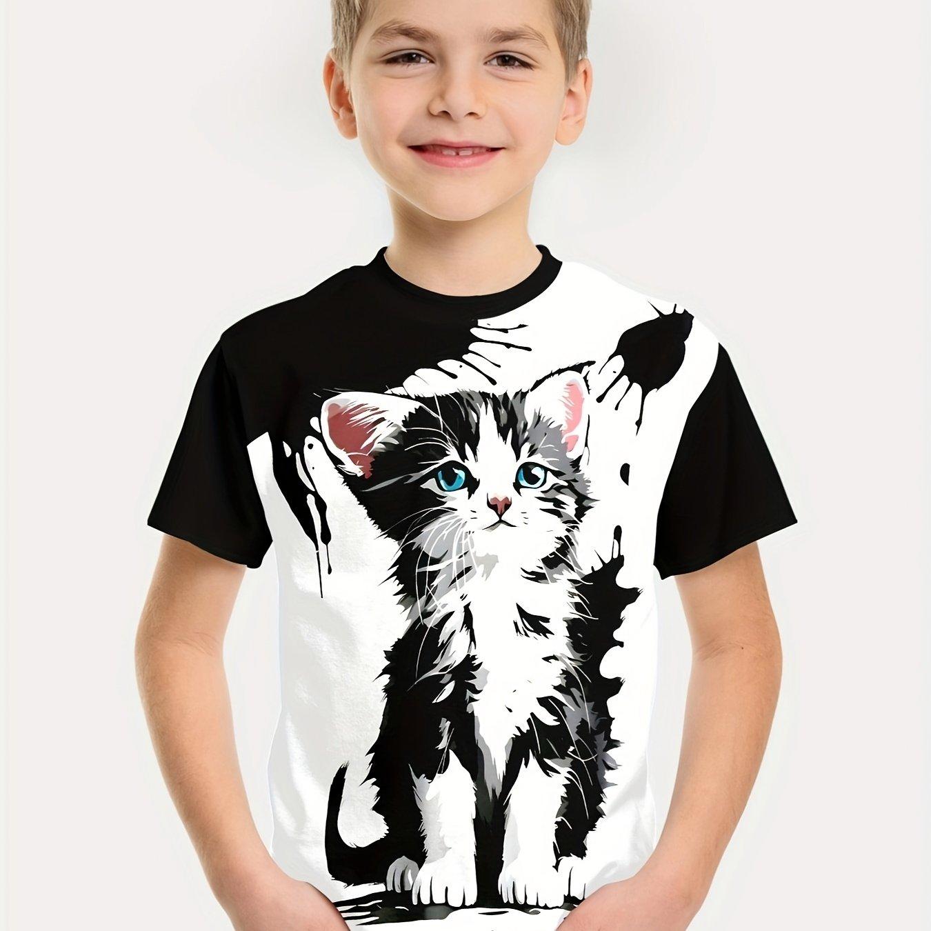 Interessantes 3D-Tier-Druck-T-Shirt für Jungen und Mädchen, kreatives T-Shirt, lässig, kurzärmelig, Tops, T-Shirt für Jungen und Mädchen, Sommerkleidung 140 von Joom DACH