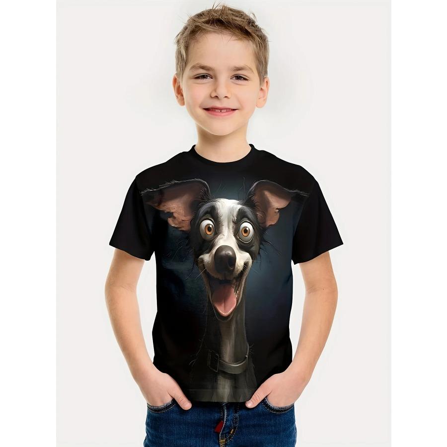 Interessantes 3D-Tier-Druck-T-Shirt für Jungen und Mädchen, kreatives T-Shirt, lässig, kurzärmelig, Tops, T-Shirt für Jungen und Mädchen, Sommerkleidung 140 von Joom DACH