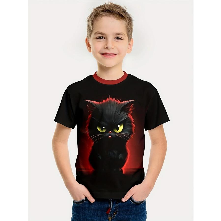Interessantes 3D-Tier-Druck-T-Shirt für Jungen und Mädchen, kreatives T-Shirt, lässig, kurzärmelig, Tops, T-Shirt für Jungen und Mädchen, Sommerkleidung 150 von Joom DACH