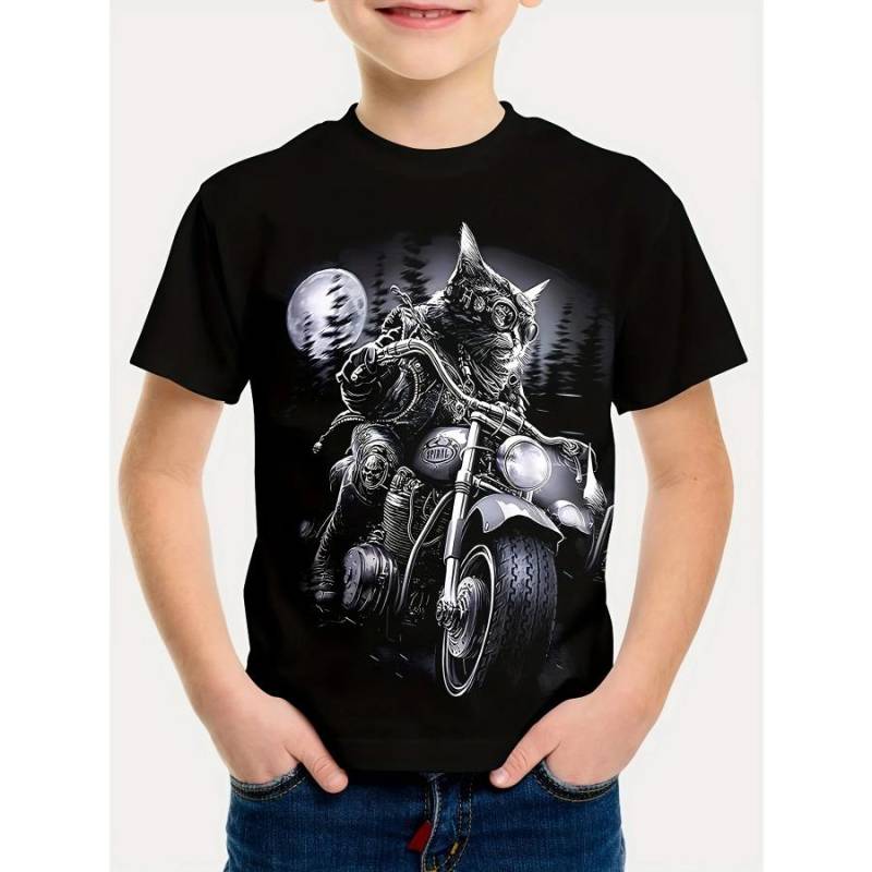 Interessantes 3D-Tier-Druck-T-Shirt für Jungen und Mädchen, kreatives T-Shirt, lässig, kurzärmelig, Tops, T-Shirt für Jungen und Mädchen, Sommerkleidung 160 von Joom DACH