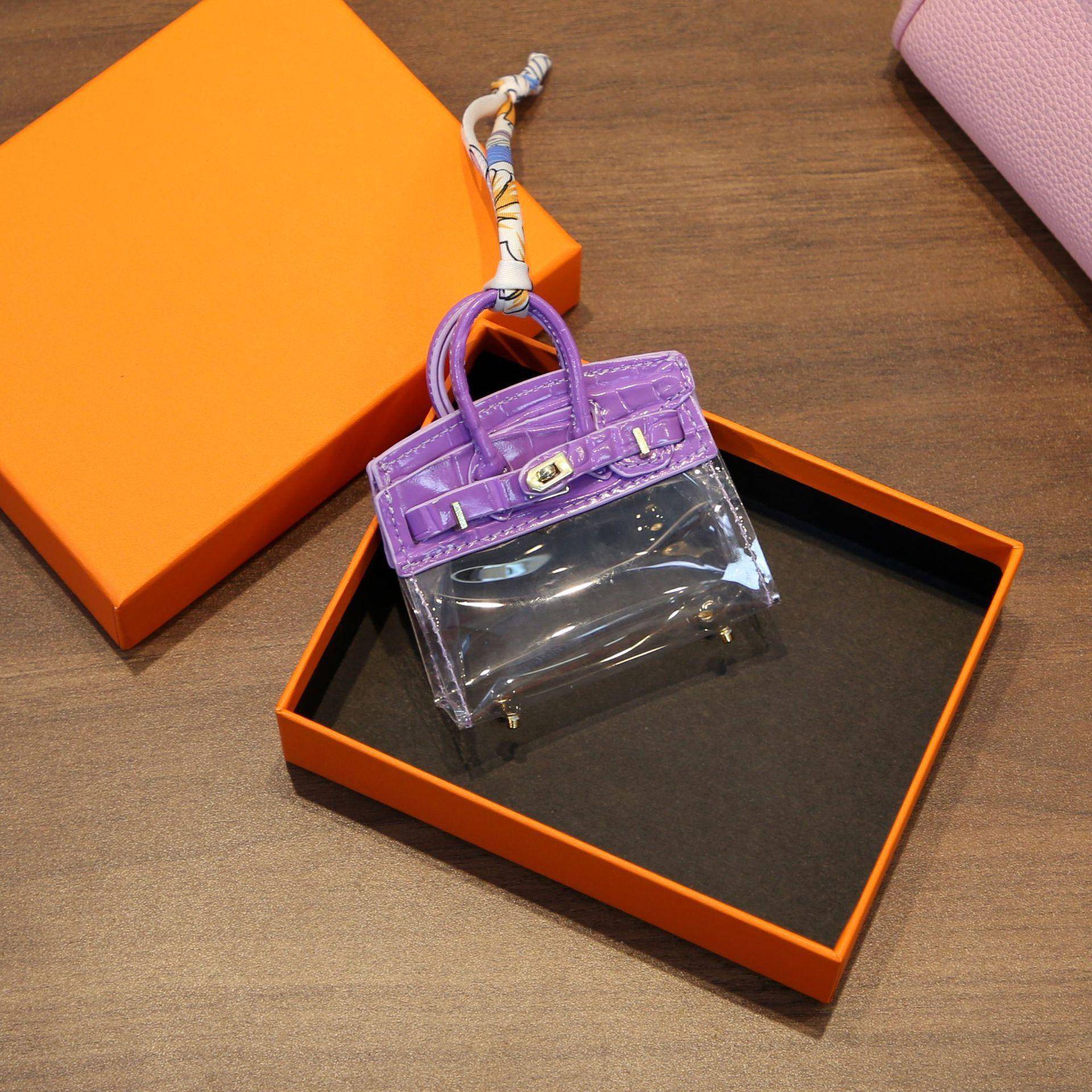 Internet Celebrity Keybag Transparent Platin Tasche Mini Anhänger Kopfhörer Lippenstift Autoschlüssel Zero Wallet Autozubehör für Frauen 8.5x3x10cm intensiv/violett von Joom DACH