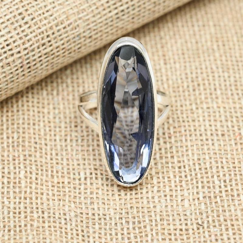 Iolite-Edelstein aus massivem 925er-Sterlingsilber, handgefertigter ovaler Ring für Mädchen 8 violett von Joom DACH