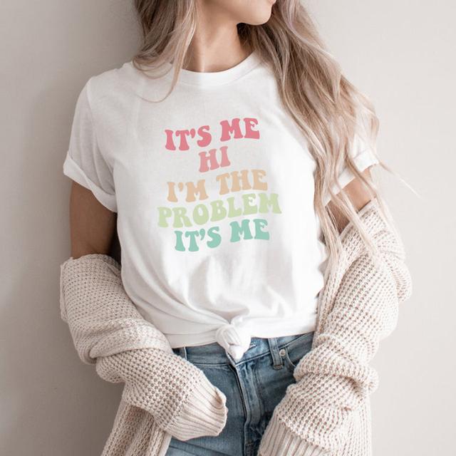 „It’s Me Hi Im The Problem It’s Me“-T-Shirt, lustiges Trend-Musik-Shirt, Anti-Held-Geschenk, Damen-Grafik-T-Shirts, kurzärmeliges T-Shirt M weiß von Joom DACH