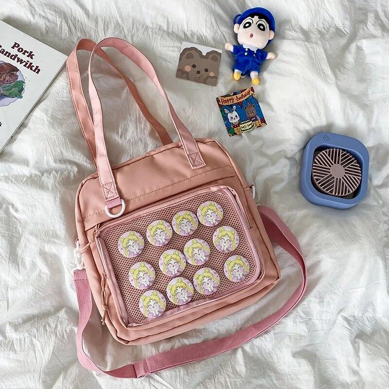 Itabag im japanischen Stil für Puppen im Kawaii-Stil, große Handtaschen, neue Schultaschen aus Nylon für Mädchen im Teenageralter, Tragetasche, Umhängetasche, JK-Umhängetasche rosa von Joom DACH