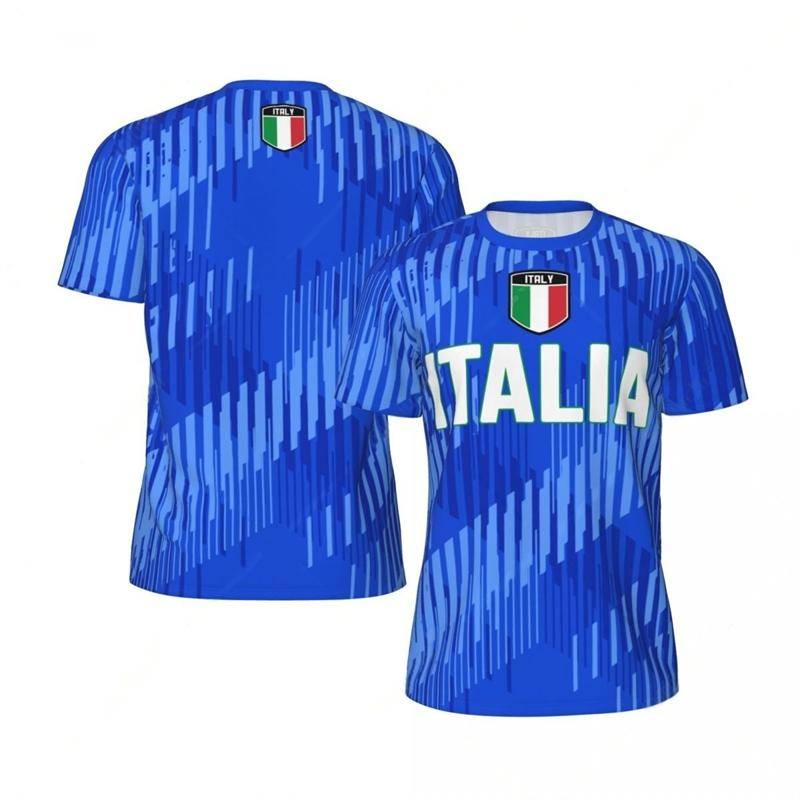 Italien-Flagge 3D-gedrucktes Trikot, Sommermode, kurzärmelig, lässig, Herren-Sport-T-Shirt, schnelltrocknend, atmungsaktiv, Fußball-T-Shirts M von Joom DACH