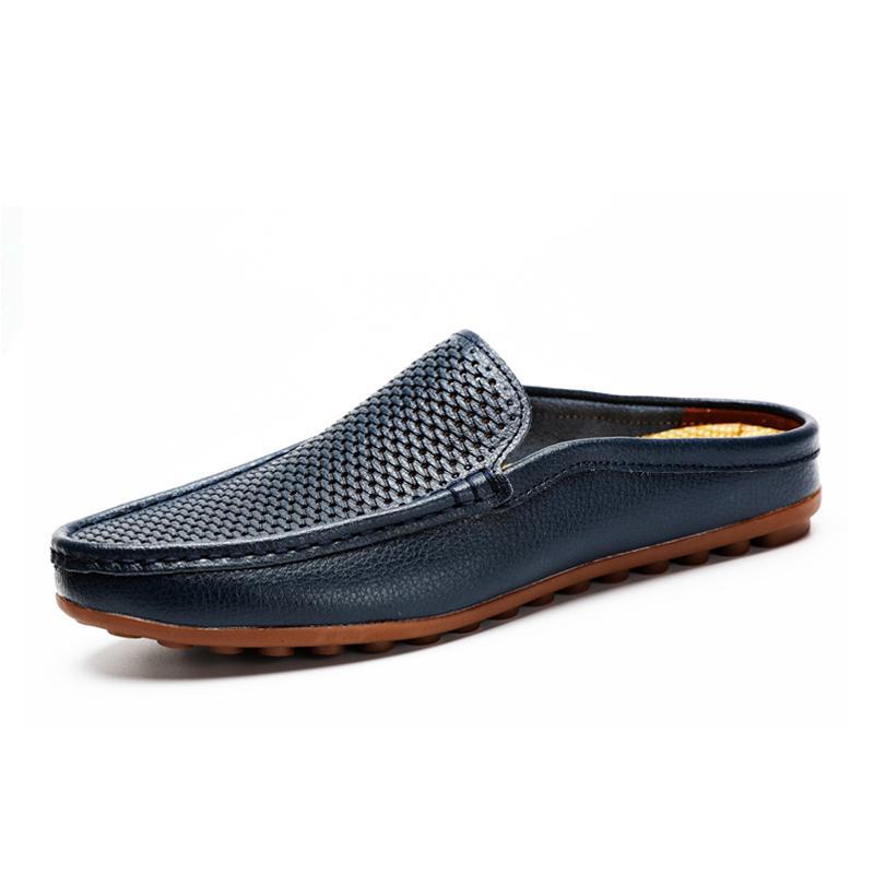 Italienische Herren Hausschuhe Echtes Leder Loafer Mokassins Outdoor Rutschfeste Schwarze Casual Slides Sommer Frühling Mode Schuhe 2022 41 von Joom DACH