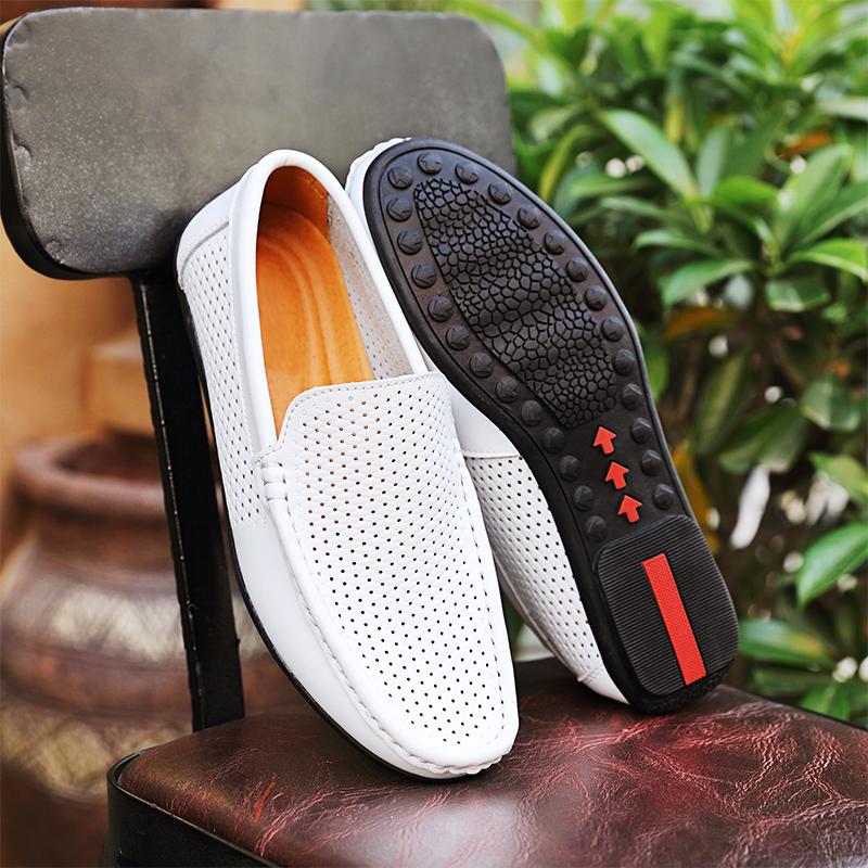 Italienische Herren Hausschuhe Echtes Leder Loafer Mokassins Outdoor Rutschfeste Schwarze Casual Slides Sommer Frühling Mode Schuhe 2022 43 von Joom DACH
