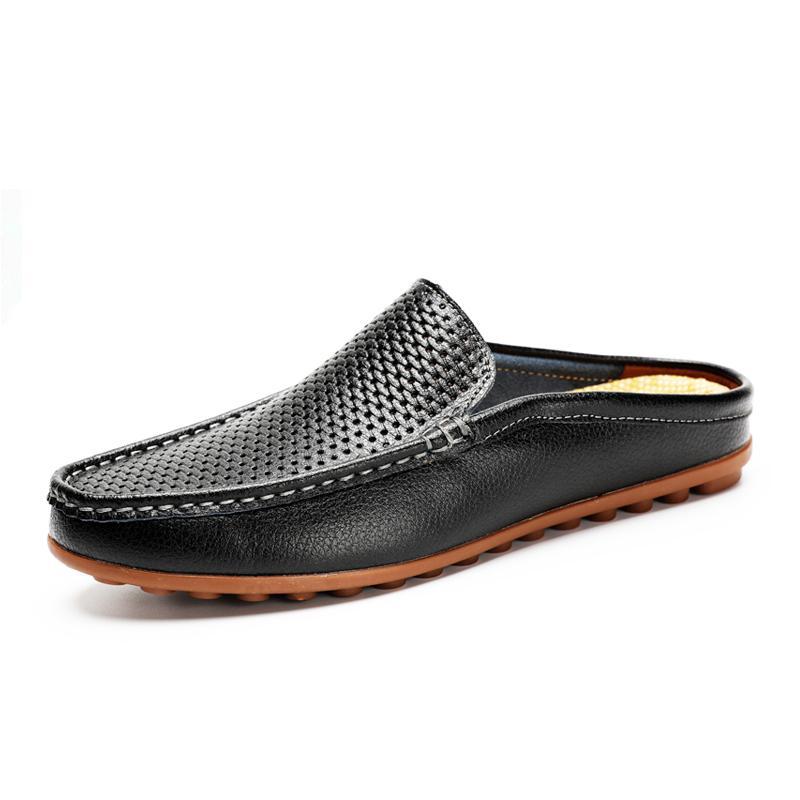 Italienische Herren Hausschuhe Echtes Leder Loafer Mokassins Outdoor Rutschfeste Schwarze Casual Slides Sommer Frühling Mode Schuhe 2022 44 von Joom DACH