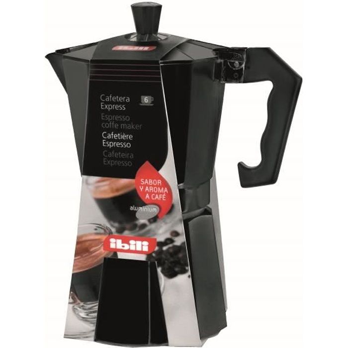 Italienische Kaffeekanne - Ibili - Bahia - Mattschwarzes Aluminium - 9 Tassen - 450 ml schwarz von Joom DACH