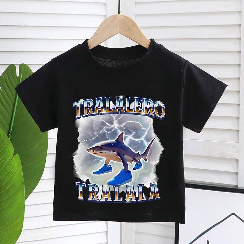 Italienischer Brainrot Lustige Kinder T-Shirts Kind Tralalero Tralalas Tung TungTung Sahur Bombardiro Krokodil Brr Patapim Kleidung Oberteil size 120cm von Joom DACH