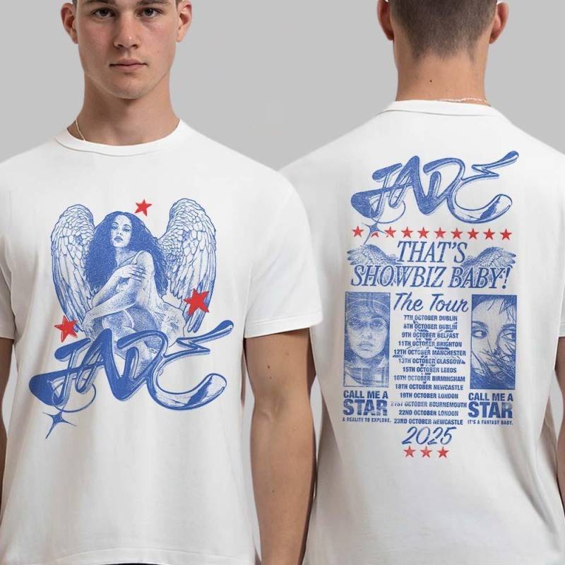 JADE That’s Showbiz Baby The Tour 2025 Merch Jade Mit Flügeln Datum Zurück T-Shirt M von Joom DACH