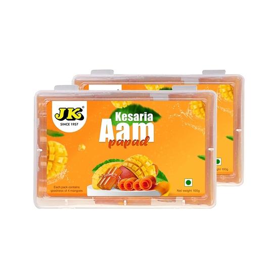 JK AAM PAPAD-Box 100 g * 2 (2er-Pack)| Kesaria aam Papad Roll | Gesunde Fruchtsnacks: Aamras Papad-Scheibe, Aam Papad Khatta Mitha, Mango-Papad aus echtem Fruchtfleisch von Joom DACH