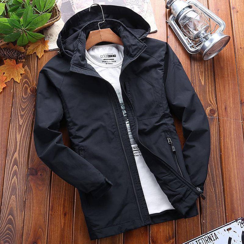 Jacke Herren Frühling und Herbst Neue Fleece Verdickte Casual Loose Outdoor Jacke Winddicht 3XL von Joom DACH