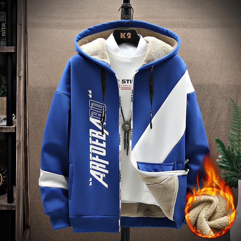 Jacke aus Lammwolle und dicker Wolle, Sportoberteil für Herren, warmer Hoodie XXXL von Joom DACH