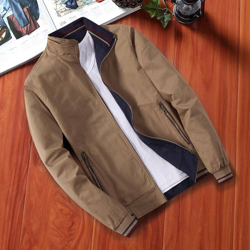 Jacke für Herren im mittleren und alten Alter, Business-Männer, lässige Jacke mit Stehkragen, doppelseitige Kleidung XXL von Joom DACH