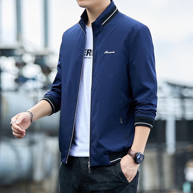 Jacken Herren Frühling und Herbst Business Casual Slim Mode Koreanischer Stil Vielseitig Neu Stehkragen Herrenjacken 5XL von Joom DACH