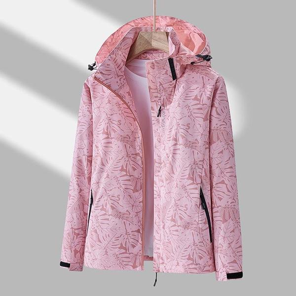Jacken für Damen, Herbst und Winter, Übergröße, lässig, wasserdicht, dünn, leicht, Kapuzenmantel, Reißverschluss, Windjacke XL rosa von Joom DACH