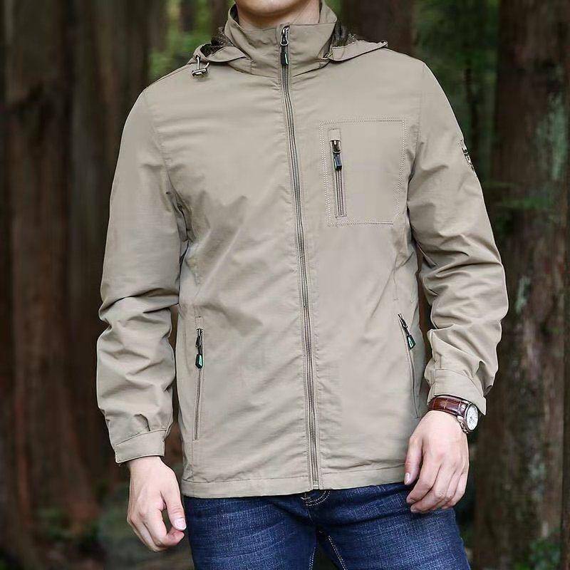 Jacke Herren mit Kapuze Frühling und Herbstjacke Dünne Jacke Herren Mehrfach-Taschen Freizeit Windjacke XXXXXL grün von Joom DACH