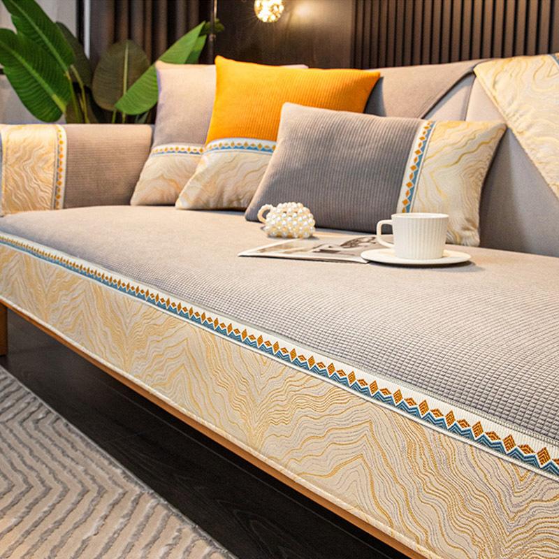 Jacquard Sofabezug mit breiter Kante, Anti-Rutsch-Gitter, Plüschkissen, warmer Bezug, Sofatuch, Stickerei, Gurtband, Sofakissenbezug für Zuhause 70x70cm 1pcs von Joom DACH