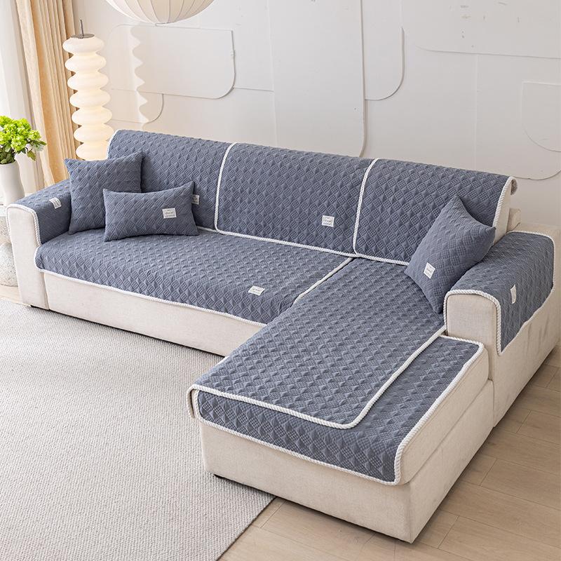 Jacquard-Sofabezug mit geometrischem Muster, einfarbig, Chenille, rutschfest, L-förmig, Ecksofabezug für das Wohnzimmer, vier Jahreszeiten 70x210cm 1pcs von Joom DACH