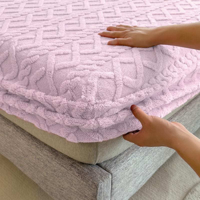 Jacquard Tagesdecke 3D Geprägter Samt Matratzenbezug Taft Bettlaken Winter Warm Spannbettlaken Matratzenschoner Verdickt 160x200x30cm von Joom DACH