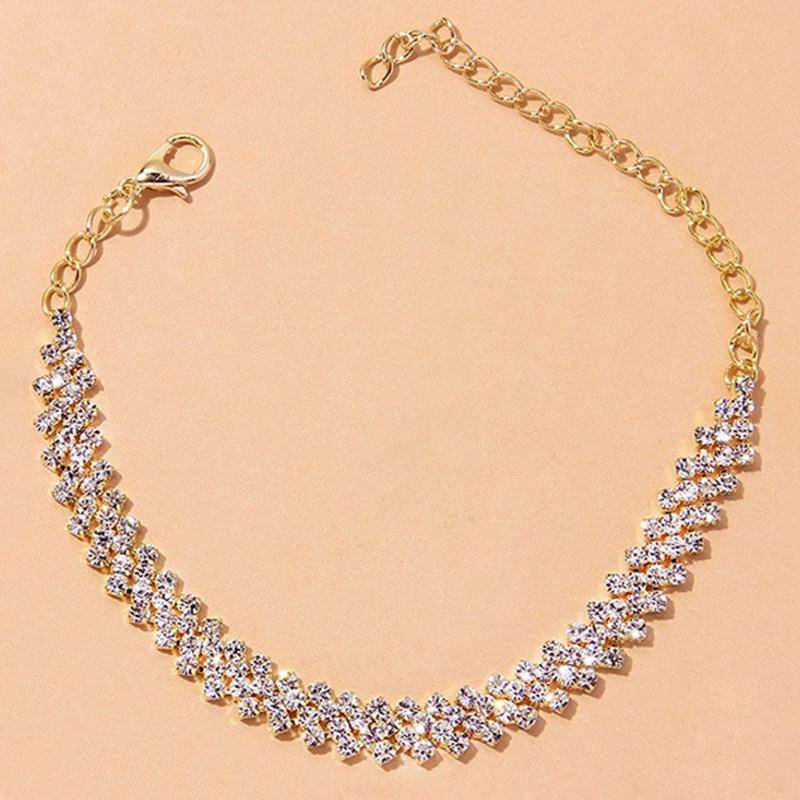 Jane's neues Fußkettchen mit Strasssteinen, schlichte, diamantbesetzte Kreuz-Fußdekoration, modischer und personalisierter Damenschmuck gold von Joom DACH