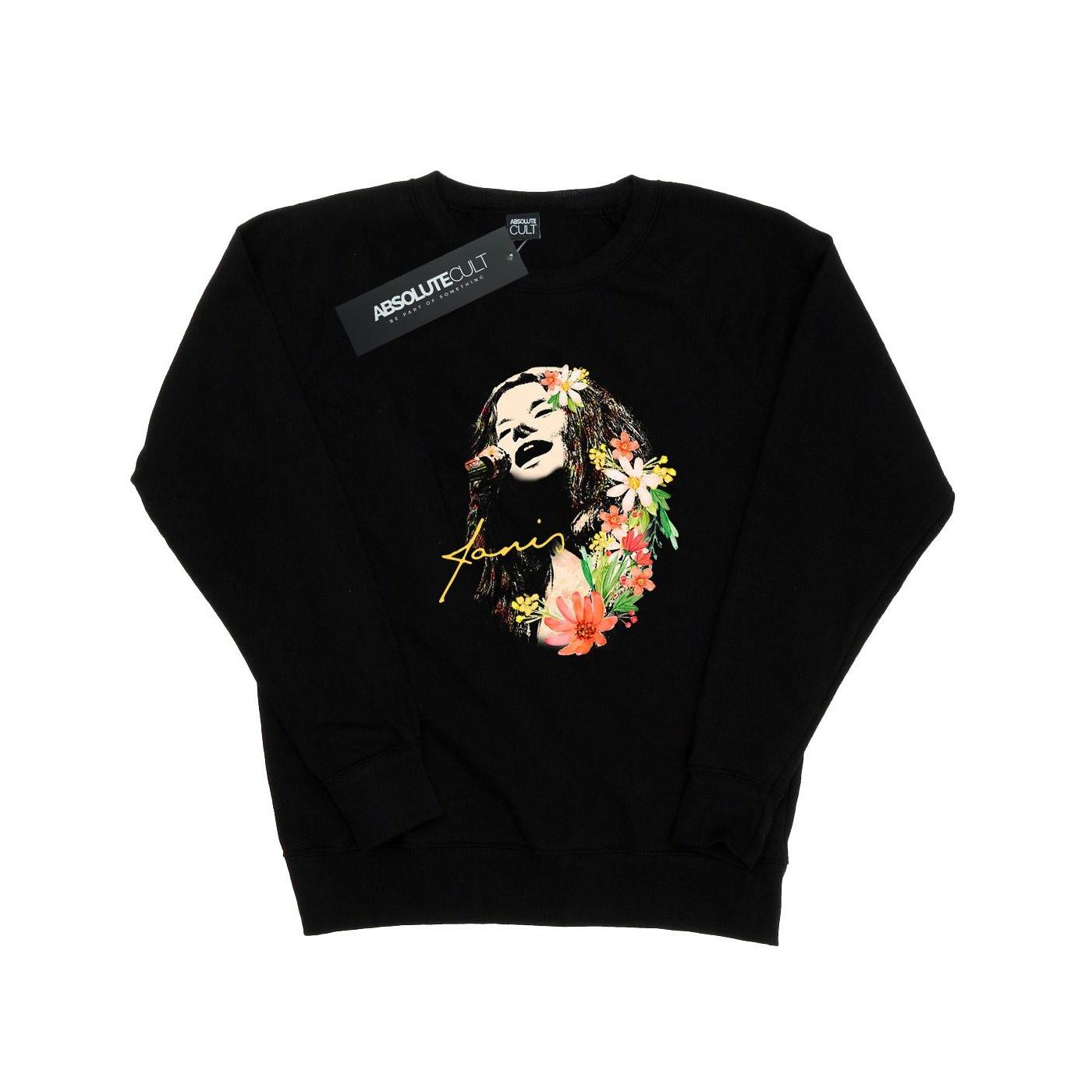 Janis Joplin Damen-Sweatshirt mit Blumenmuster XXL schwarz Janis Joplin Damen-Sweatshirt mit Blumenmuster XXL schwarz von Joom DACH